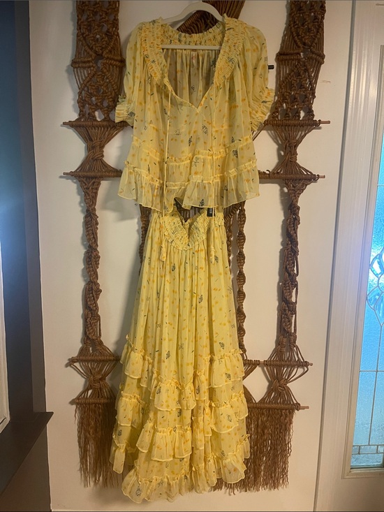 Free People Dresses & Skirts - FREE PEOPLE Yellow Ruffled Boho Two-Piece Set